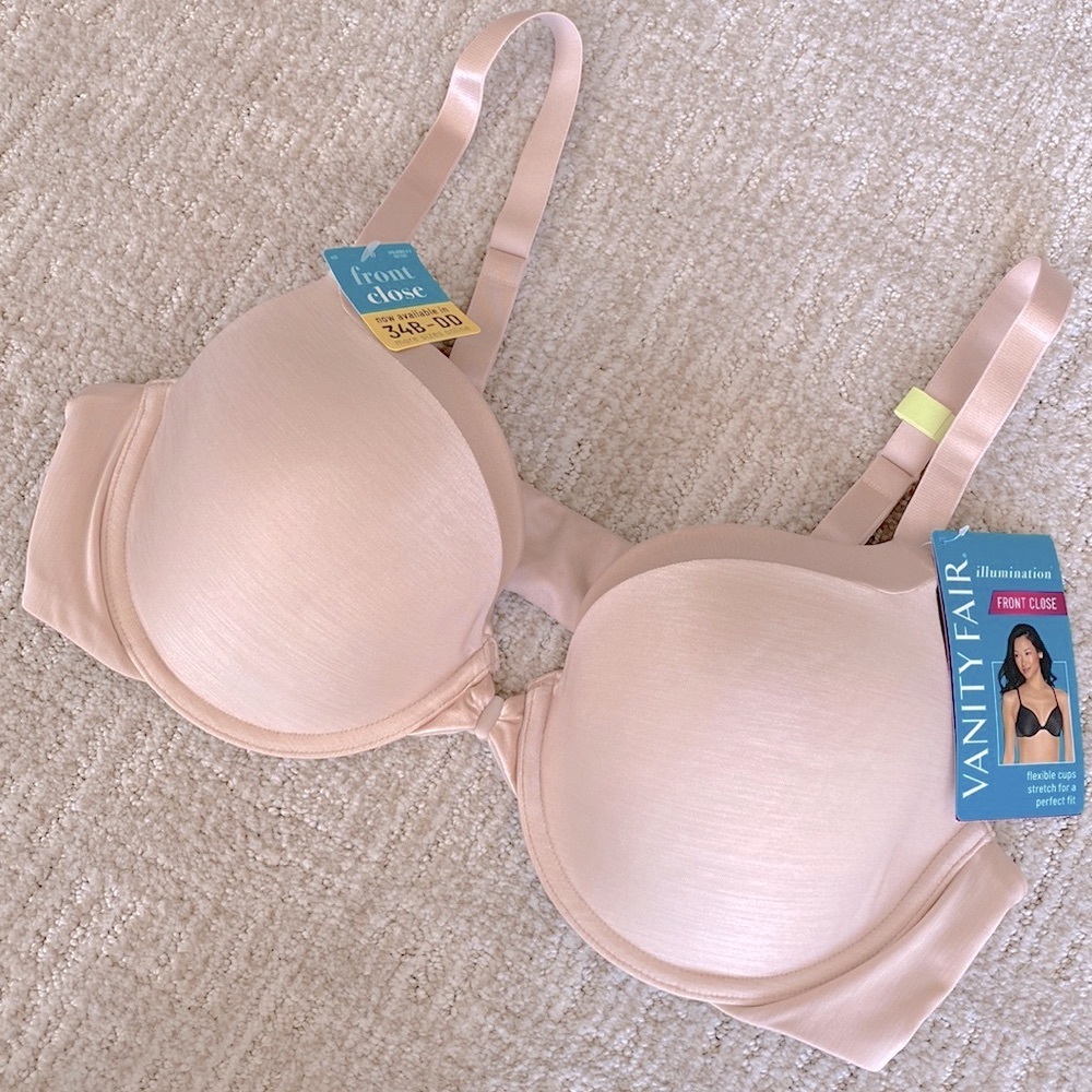 🆕 NWT Vanity Fair Illumination Front Closure Beige Color Bra, Size 40B